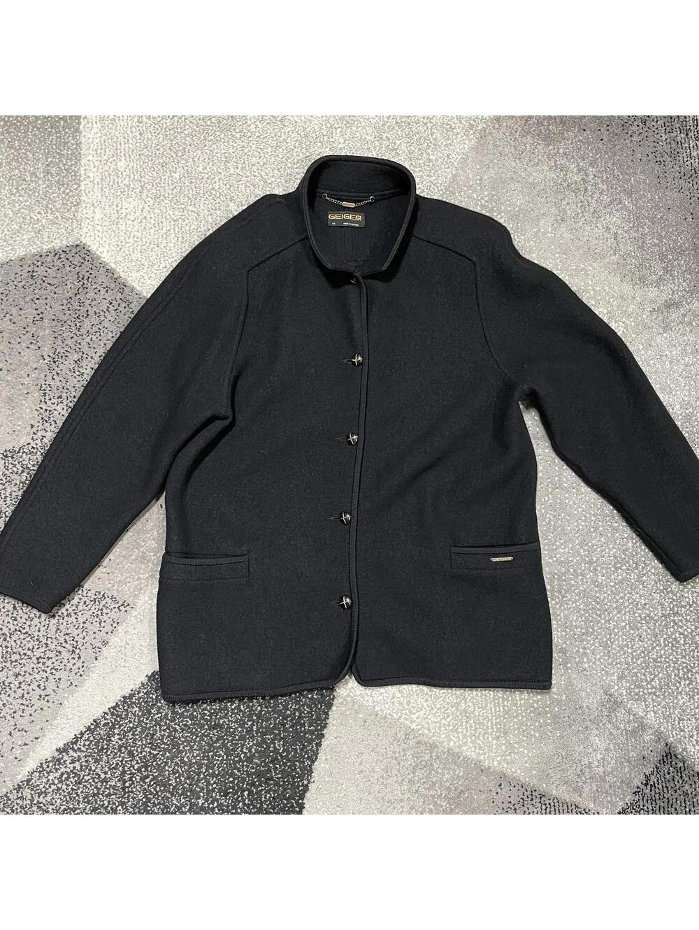 Geiger Austria 100% Wool Jacket Women’s Size 40 Black Button-Up Coat